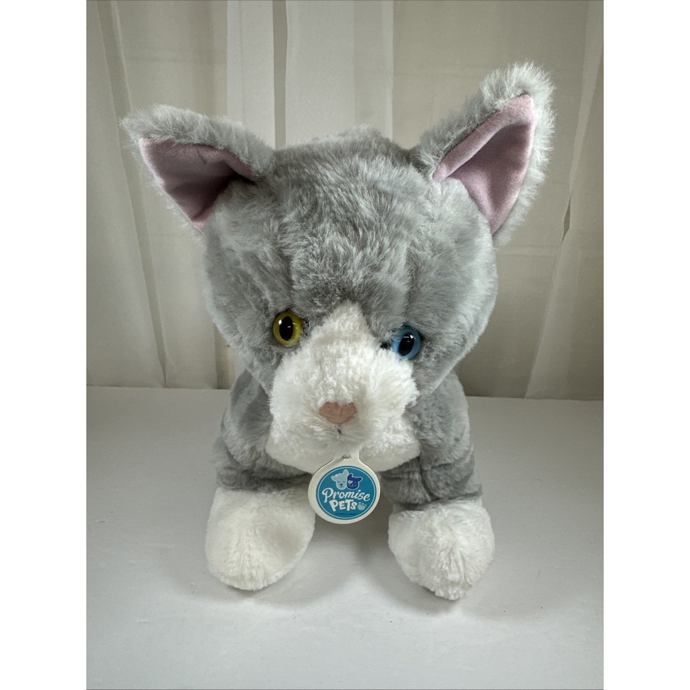 Build-A-Bear Promise Pets Gray Tabby Cat 2 Color Eyes Plush Stuffed Animal